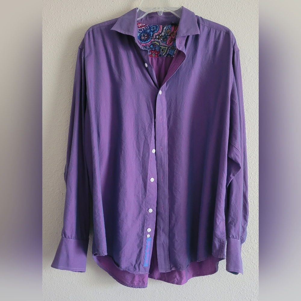 Robert Graham Purple Men's Casual Button-Down Shirt